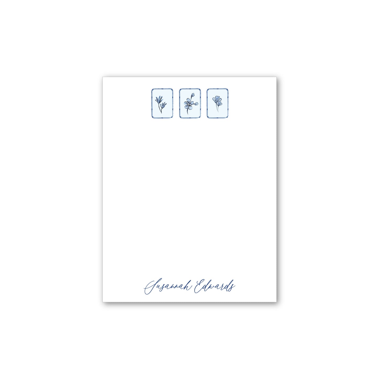 Personalized Notepad   |   Blue Flower Tile