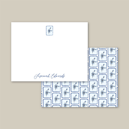 Flat Notecard    |     Blue Flower Tile