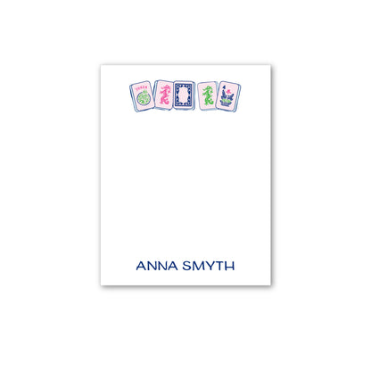 Personalized Notepad   |   Pink and Navy Blue Mah Jongg Tiles