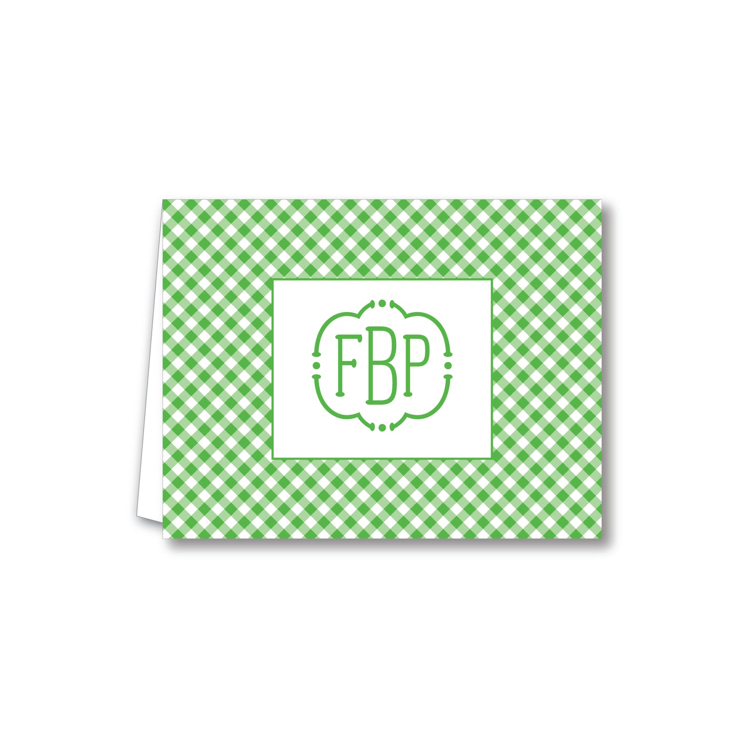 Folded Note    |    Green Gingham Monogram