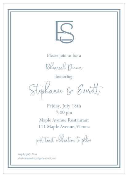 Wedding Party or Shower Invitation   |  Initials Intertwined